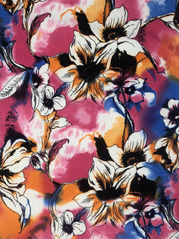 Techno Knit Floral Print Fabric - wholesale fabric