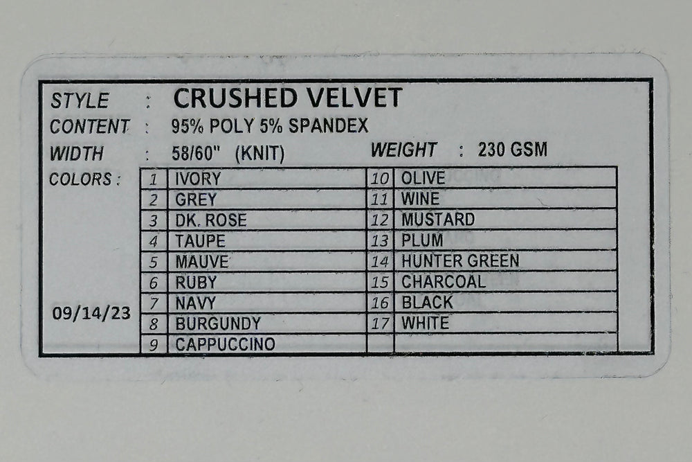 Crushed Velvet Velour Stretchy Fabric #2 | Express Knit Inc.