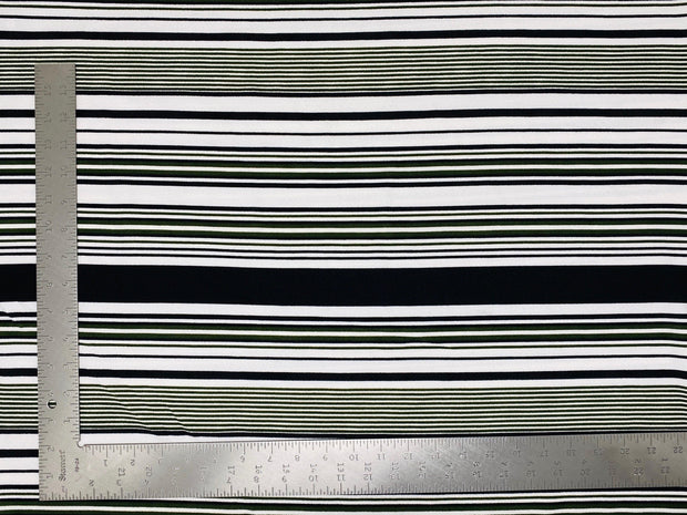 Liverpool Knit Horizontal Multicolor Stripe Print Fabric | Express Knit Inc.