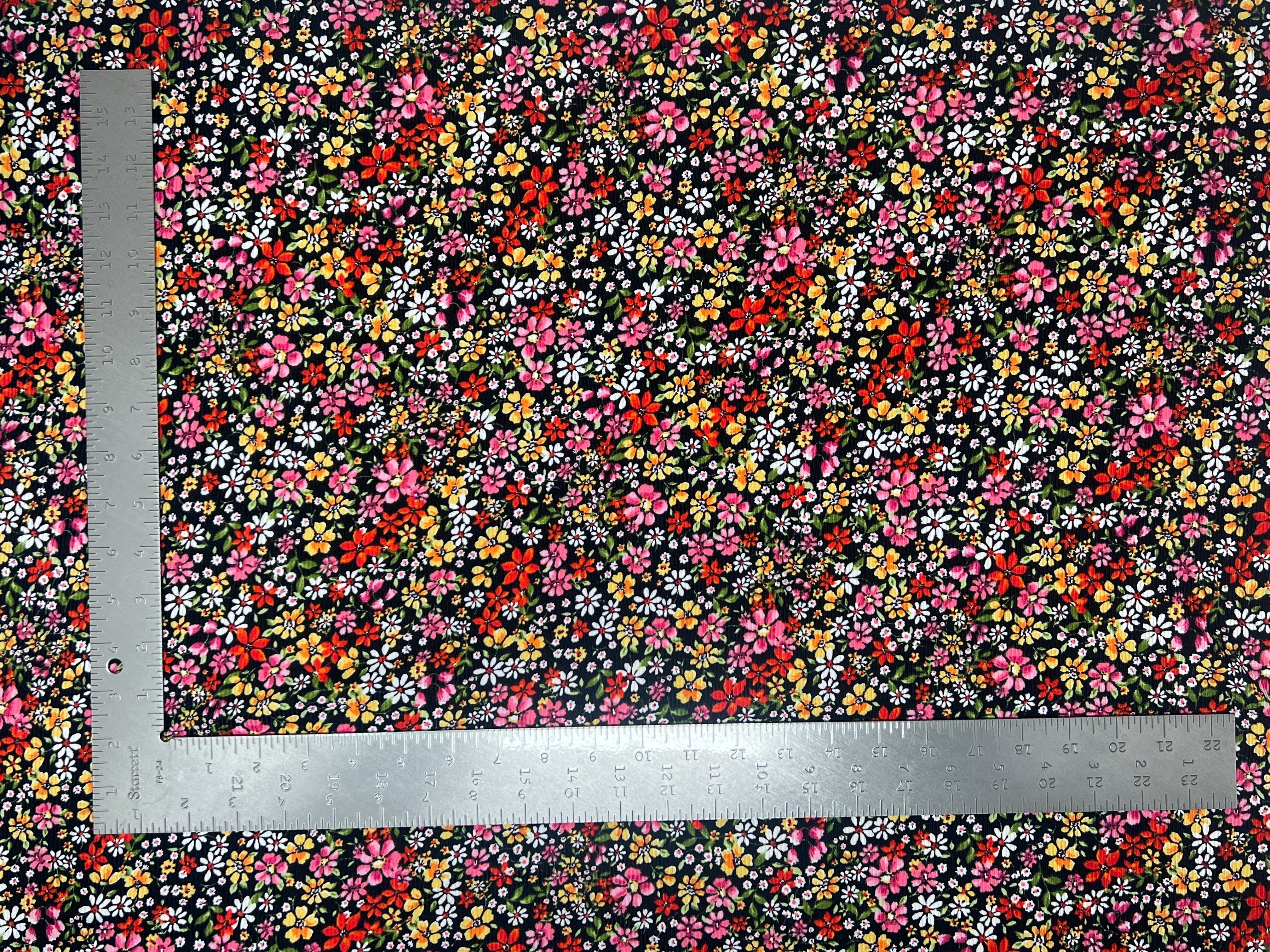 4x2 Brushed Rib Knit Floral Print Fabric | Express Knit Inc.