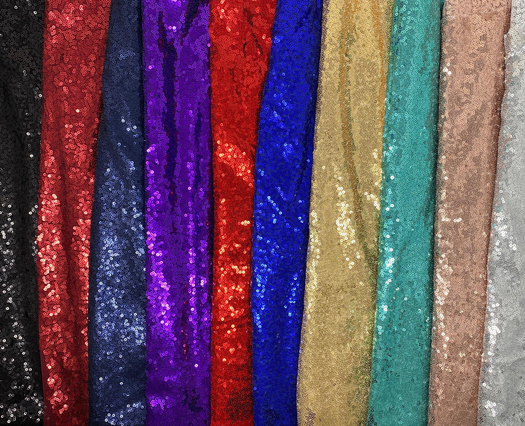 3mm Mini Shiny Sequins on Poly Spandex Mesh Fabric | Express Knit Inc.