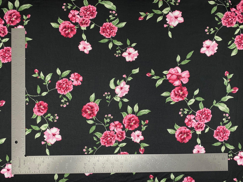 DTY Double Sided Brushed Knit Floral Print Fabric