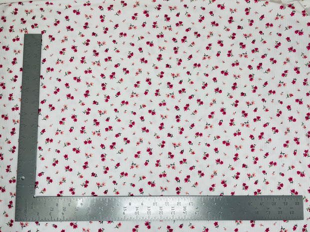 4x2 Brushed Rib Knit Floral Print Fabric