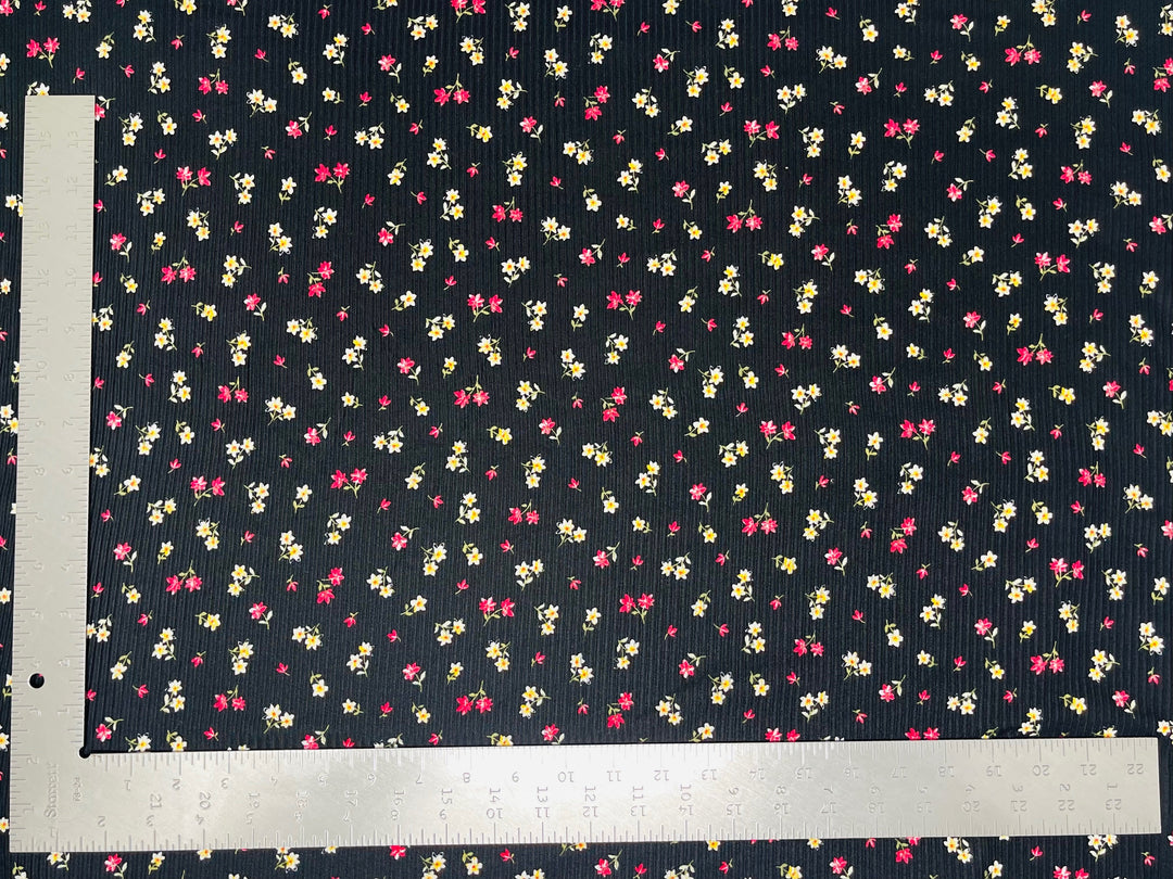 4x2 Brushed Rib Knit Floral Print Fabric | Express Knit Inc.